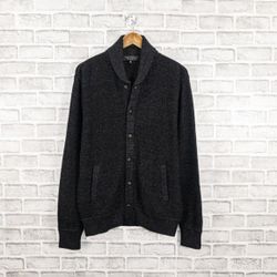 Rag & Bone New York Shawl Cardigan Sweater in Black Cotton blend heavy knit sz M