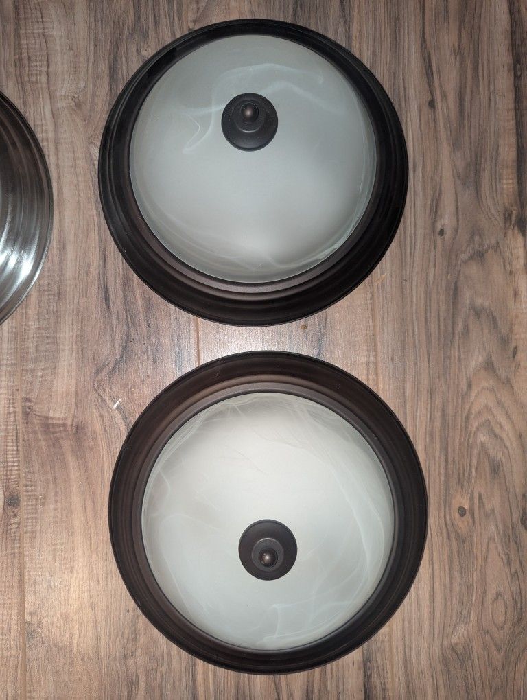 Pair Of Flush Mounted Ceiling Lights, Bronze