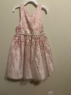 Girls Pink Floral Embroidered Party Dress