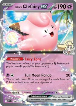 Lillie's Clefairy ex 076/217 Double Rare Ascended Heroes Pokemon Holo Near Mint