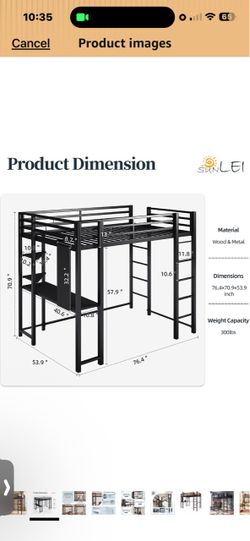 Full  size bed  with desk