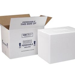 Polar Tech 261C Thermo Chill Insulated Carton with Foam Shipper, Large, 19" Length x 12" Width x 12-1/2" Depth, White