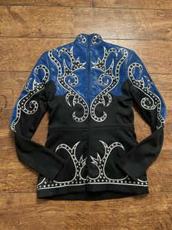 Custom SHOWTIME Show Clothing Royal Blue & Black Western Horsemanship Jacket XS 26" Waist