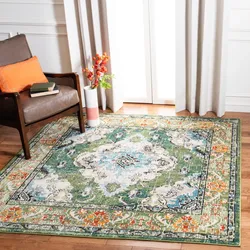 🌿 Like-New 6'7" x 9'2" Oriental Area Rug - Forest Green & Light Blue - $110 OBO 🌿