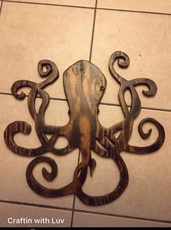 Wood hand made octopus