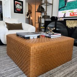 Anthropologie Leather Coffee Table Ottoman 