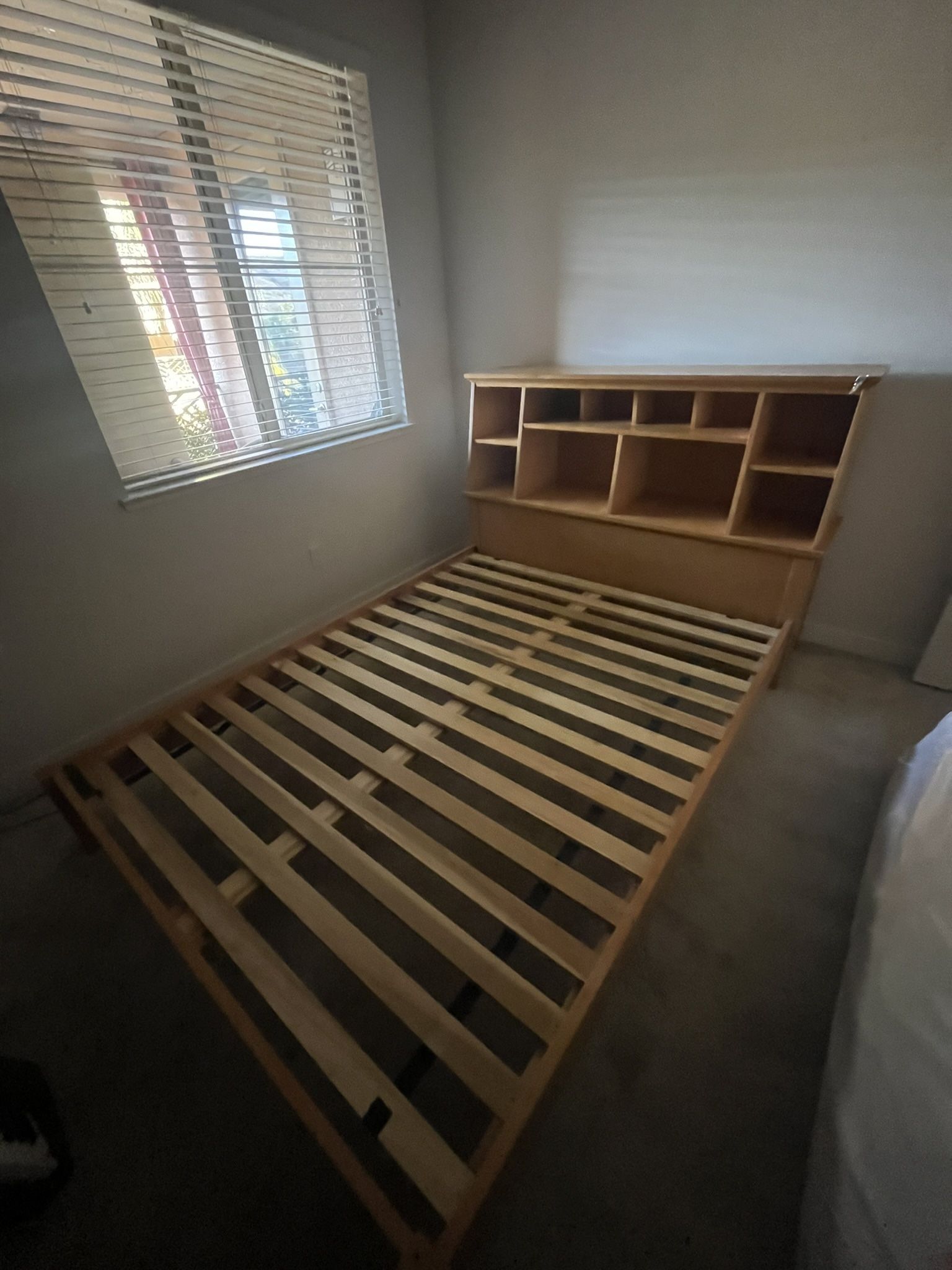 Queen Size Bed W/ Cubby Shelves