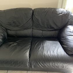 Black Leather Love Seat