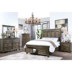 Brown King Bed Frame With Storage