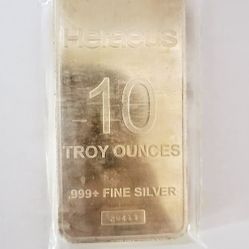 New Heraeus 10 Troy Oz .999 Fine Silver Bar