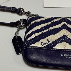 Coach Poppy Purple  Zebra Wristlet Wallet Mini Purse