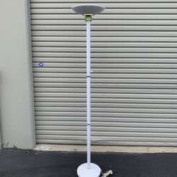 1980s Postmodern White Metal Torchiere Floor Lamp Very Good Condition 