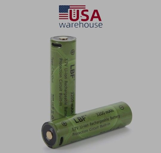 Button Top Protected 18mAh Flashlight Battery Type-C Input/Output Protection Circuit Built-in 3.7V Rechargeable Lithium-ion Batteries, Large C