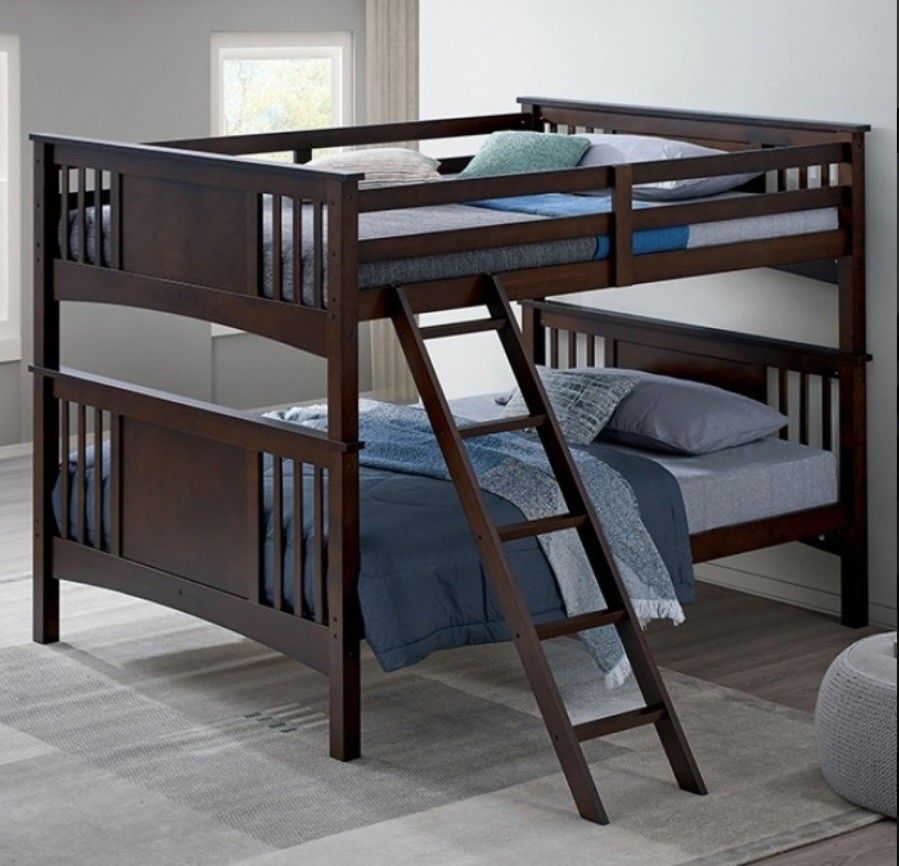 Brand New Dark Walnut Full Over Full Bunk Bed