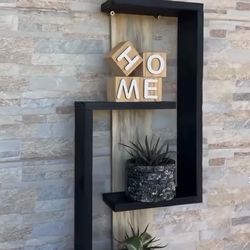 Wooden vertical wall-mounted shelf