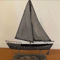 Metal Sailboat Tabletop Sculpture