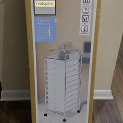 Realspace 10-Drawer Mobile Cart White/chrome