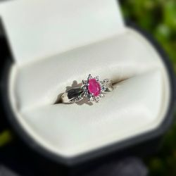 Jewelry 10k solid white gold rose quartz 0.4CTW ring sz 5.00