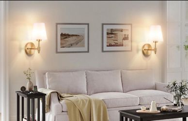 Battery-Operated Peel & Stick Gold Wall Sconces (Set of 2)