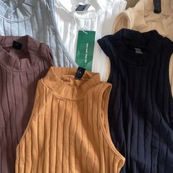 6 SHEIN EZwear Multicolor Women's Solid Color Ribbed Tank Top Size Small