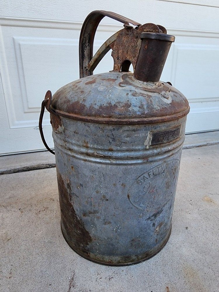 Metal Justrite Safety Oil Can Vintage Petroliana Man Cave Garage