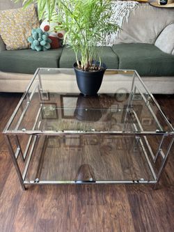 Glass And Metal Coffee Table 