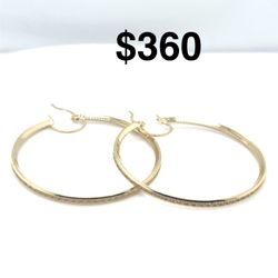 Big Gold Hoops With Clear Stones 