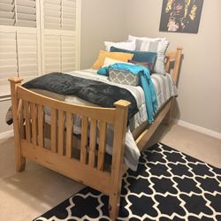 Solid Wood Twin Bed Set + Matching Tall Dresser 