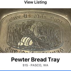 Vintage Pewter Bread Tray 