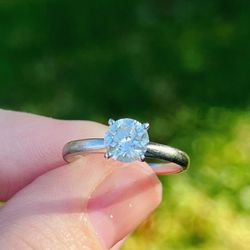 1ct Diamond Solitaire Engagement Ring, Natural Round Brilliant Cut