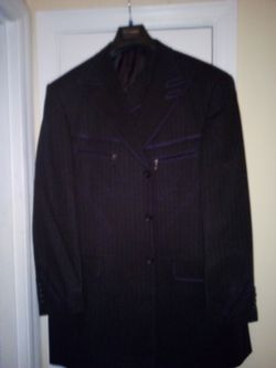 3piece black suite with purple trim