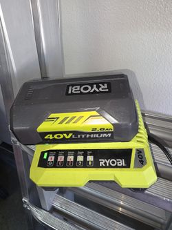 RYOBI 40V Lithium-Ion Rapid Charger And Baettery