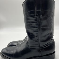 Indian Western Cowboy Black Leather Boots Size 26 US 9 