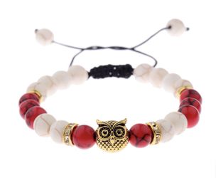 Owl natural stone macrame bracelet