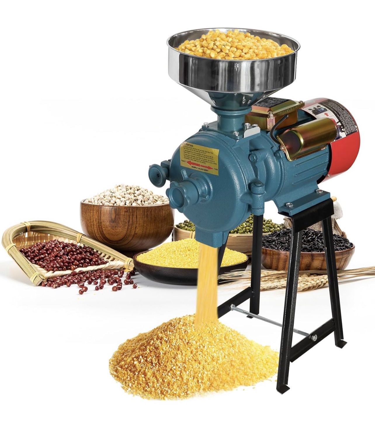 Grain Mills Electric Grain Grinder Mill, 3000W Corn Mill Grinder, 110V Flour Mill Wheat Grinder Rice Mill Machine, Feed Mill Dry Cereals Grinder With 