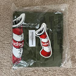 Supreme Large Tee Shirt Cat In The Hat Olive
