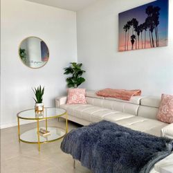 Luxurious White Leather Sectional 