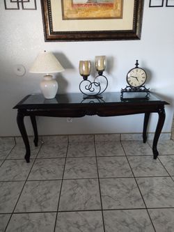 Mesa de entrada de madera con cristal 57x17x25