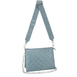 Louis Vuitton Coussin PM Blue Glacier Silver Chain Strap Shoulder Crossbody Bag