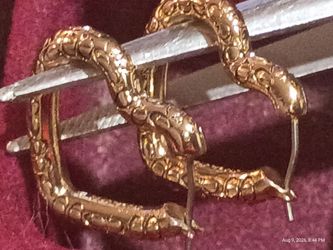 Authentic Coach Gold Tone Quilted Heart Hoop Earrings