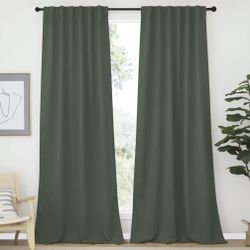 NICETOWN Bedroom Curtains Blackout Curtain Panels - (Dark Mallard Color) 52x95 Inch, 2 PCs, Insulating Energy Saving Solid Rod Pocket Blackout Drapes