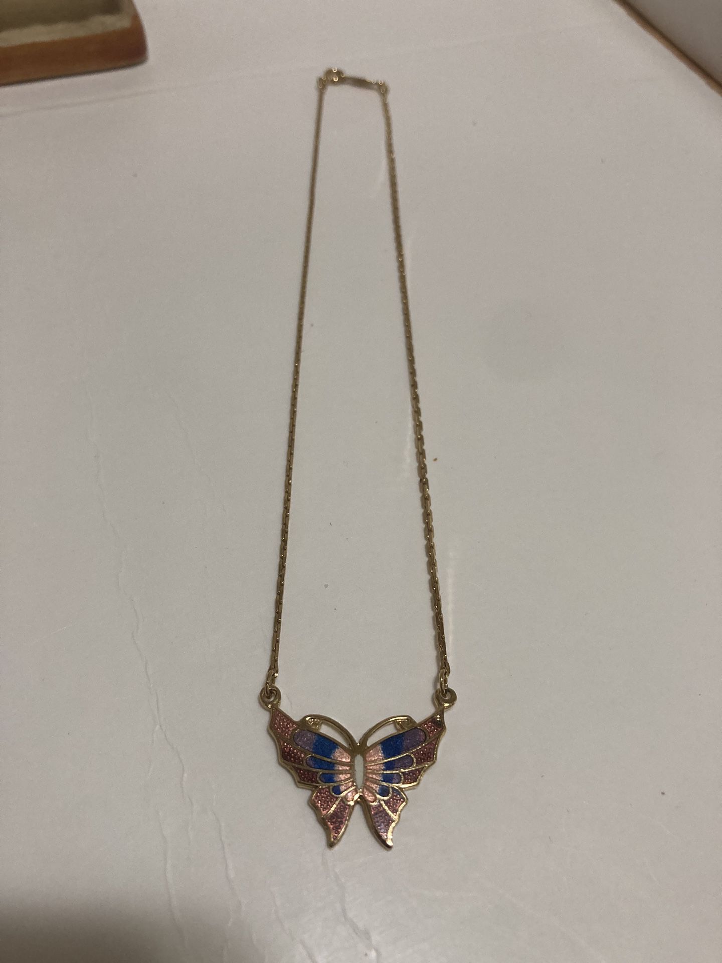 Napier Gold Tone Butterfly Necklace 14”