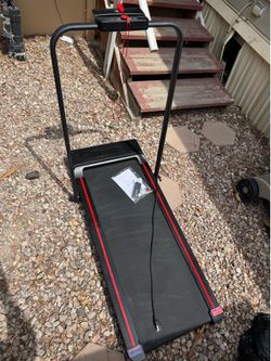 Electric treadmill maybe used a total of 10 miles very slim sturdy like new