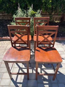 Set of 4 Solid Wood Counter Height Chairs
