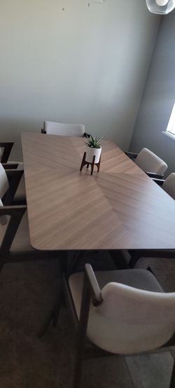 Mid century modern dining table with 6 chairs