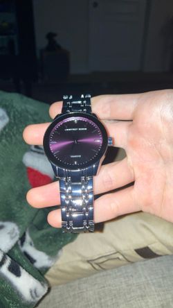 Stainless Steal Watch With Purple Dial 