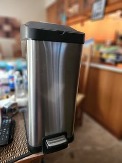 Gently Used  Stainless Steel Garbage Can 19" tall x 8" wide x 12" deep