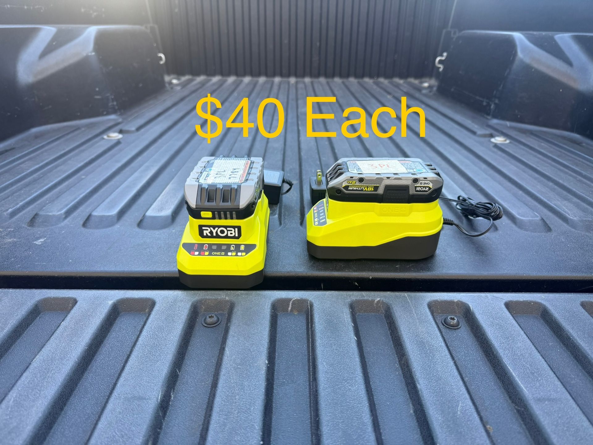 RYOBI ONE+ 18V 2.0 Ah Lithium HIGH PERFORMANCE Battery & Charger Starter Kit **$40 Each**