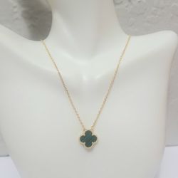 18k Gold Plated Green  Floral Pendant Necklace Gift 