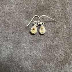 Citrine Teardrop Dangle Sterling Silver Earrings